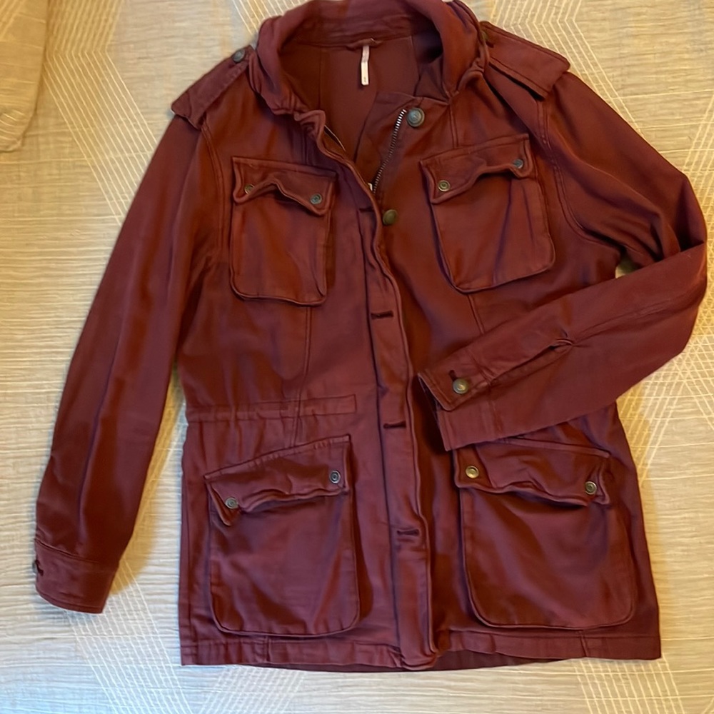 Free People Not Your Brother’s Surplus Jacket in Merlot